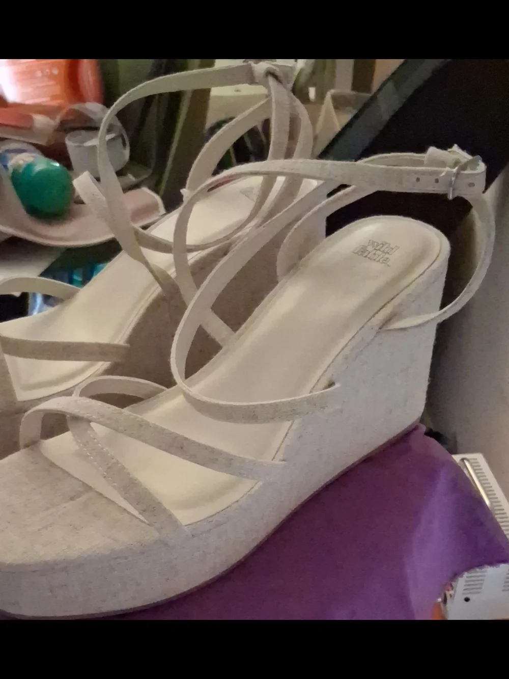 wild fable Cream Strappy Wedge Sandals with Ankle Buckle